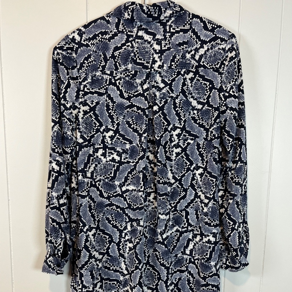 Chic Banana Republic Navy Blue Snake Skin Print Shirt Dress Tunic Women's Sz 4 - Picture 6 of 10